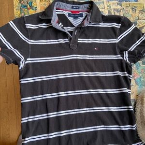 Striped black and white Tommy polo